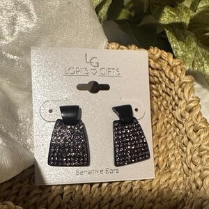 Black with purple rhinestones Lori's Gifts Black Earrings